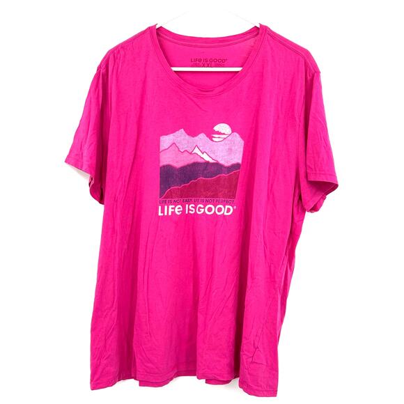 Life is‎ Good Size XXL Women´s Round Neck T-Shirt Hot Pink 100% Cotton Soft - Picture 1 of 5